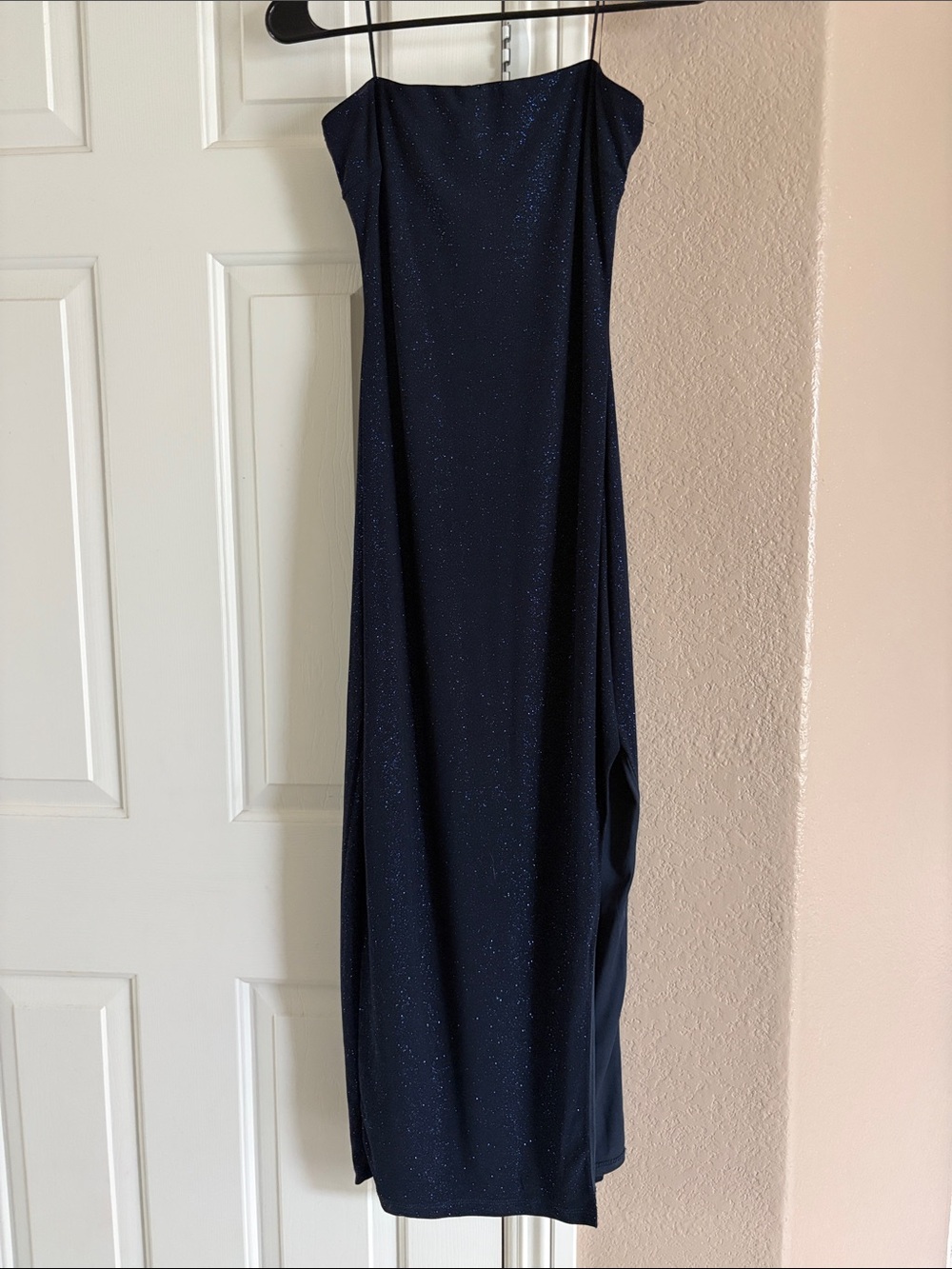 Navy Sparkle Strapless Evening Dress